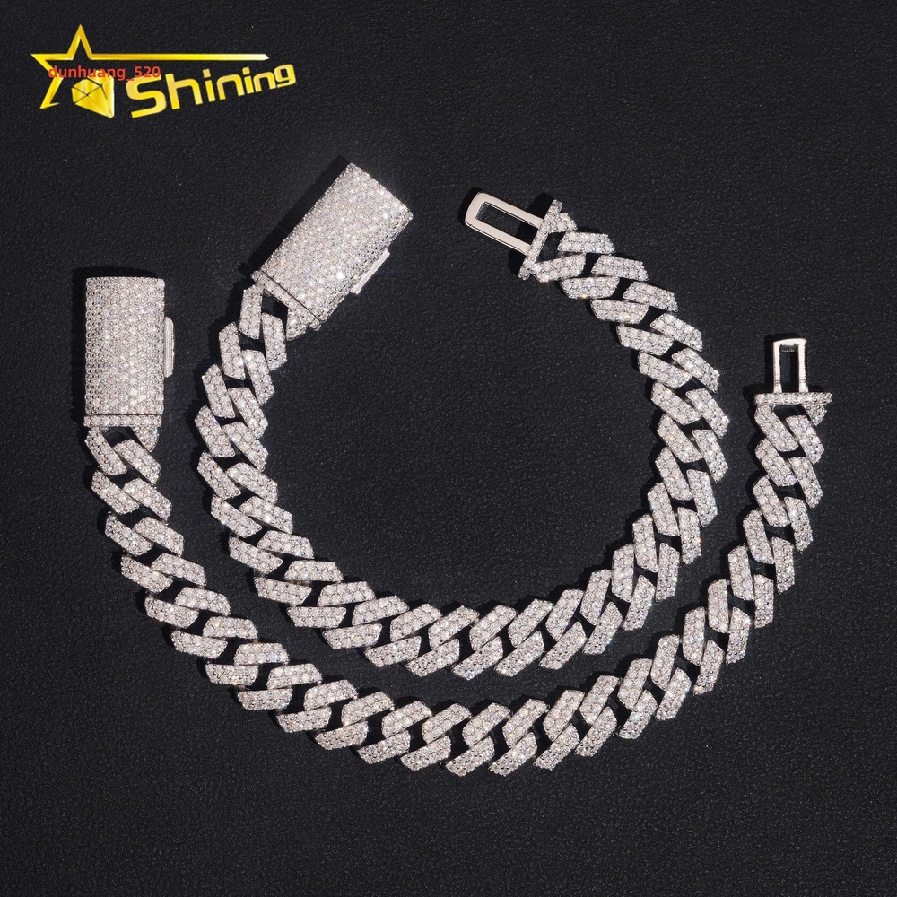 925 Sterling Silver Iced Out VVS Lab Grown Diamond Cuban Link Bracelet 8MM