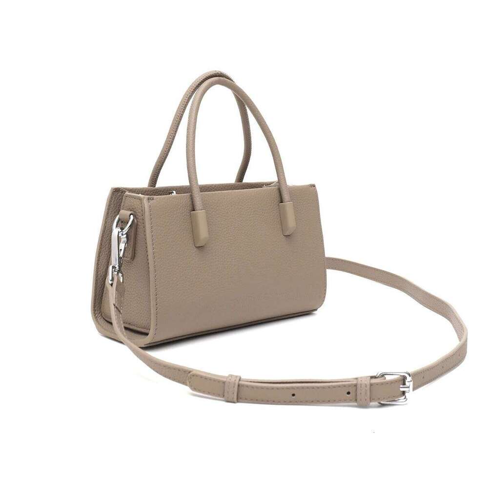 SC Brand Fashion Real Leather Top-Handle Bag Women Elegant Chic Minimalist Small Tote Portable Cross Body Handbag Daily Commute