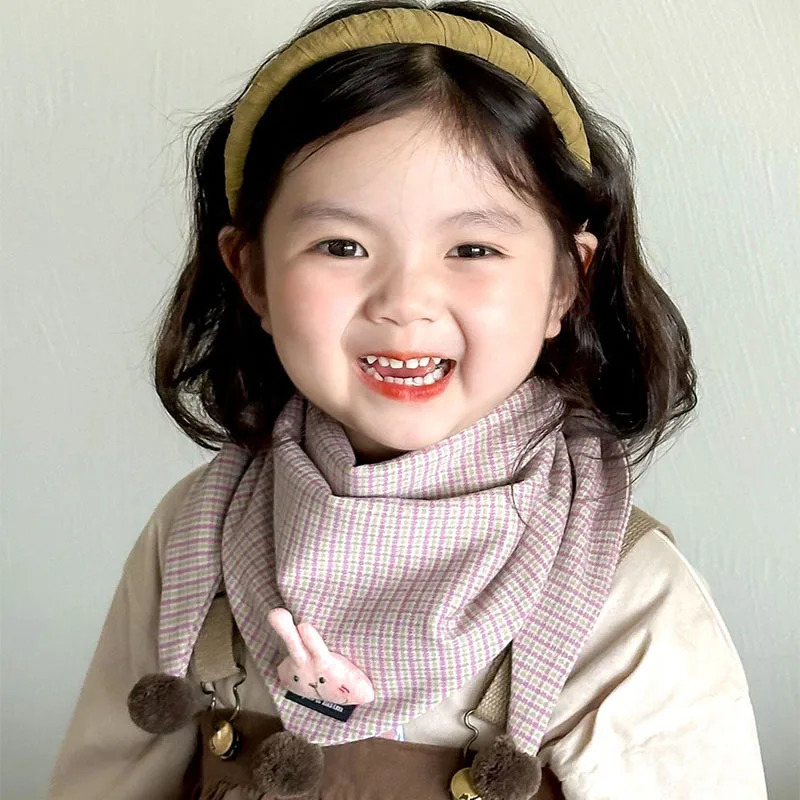 38Y Autumn Winter Scarf for Baby Boys Girls Knitted Triangle Scarf Outdoor Warm Kids Mufflers Children Crochet Baby Scarf 251027