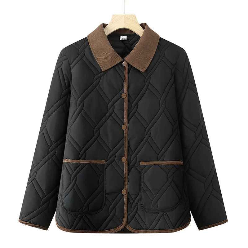 Womens Down Cotton Jacket Fashion Versatile Lady PU Leather Padded Outerwear Loose Elegant Ladies Winter Parka Coat 251027