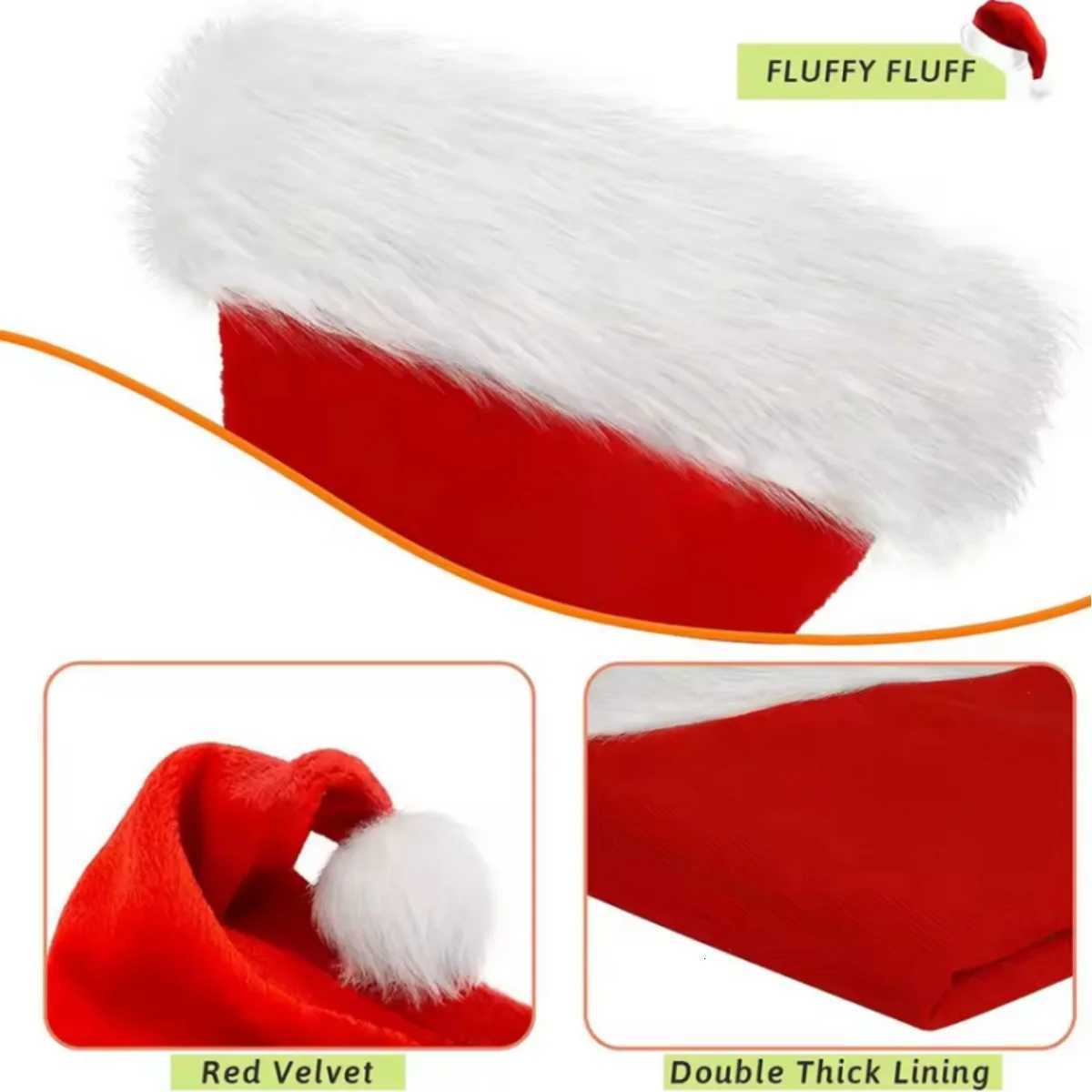 Christmas Decorative Products Santa Claus Plush Hat Christmas Thickened Plush Red Gift Hat Adult Children Plush Christmas HatW251027