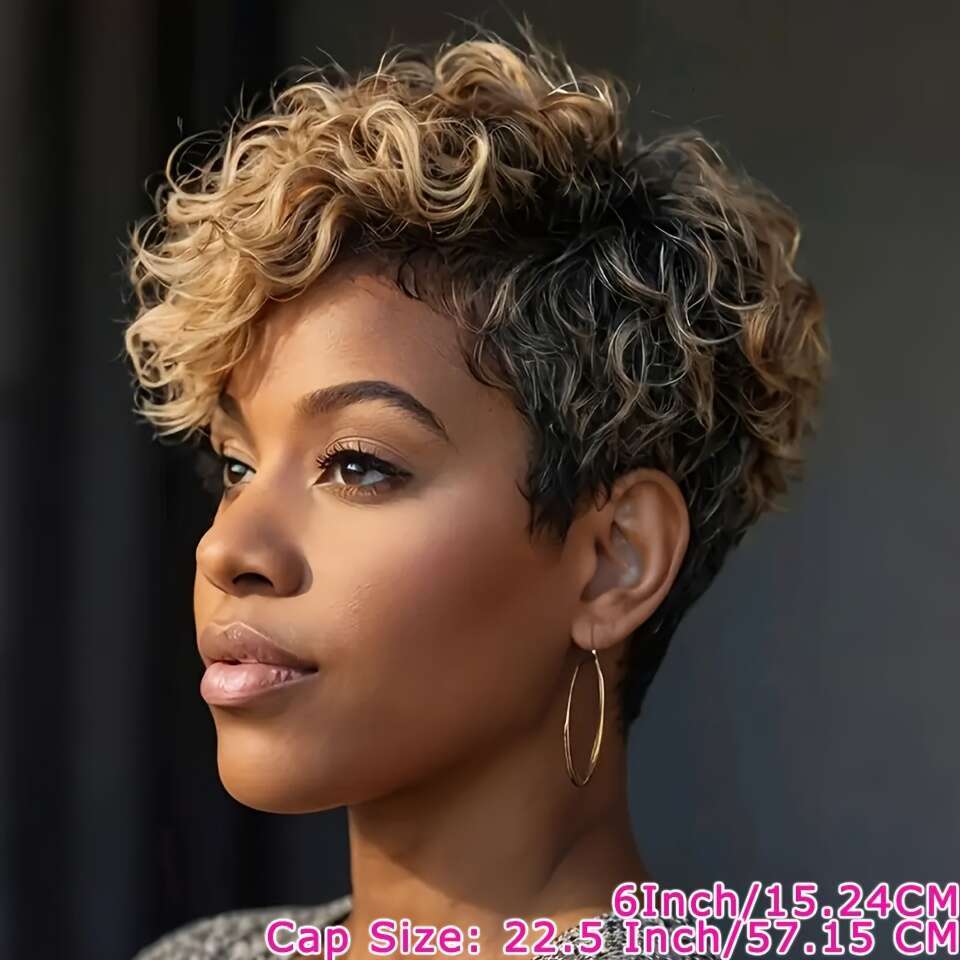 Women's 150% Density Real Wig Bobble Curled Natural Style With Rose Mesh Cap, Secure Fit Breathable Comfort African American 100% Human Wigs For 