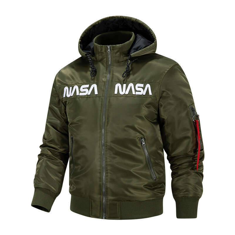 2026 Autumn Winter Warm Men's Cotton Jacket Casual Hoodie NASA Youth Plus Size Big Brother Couple Trend