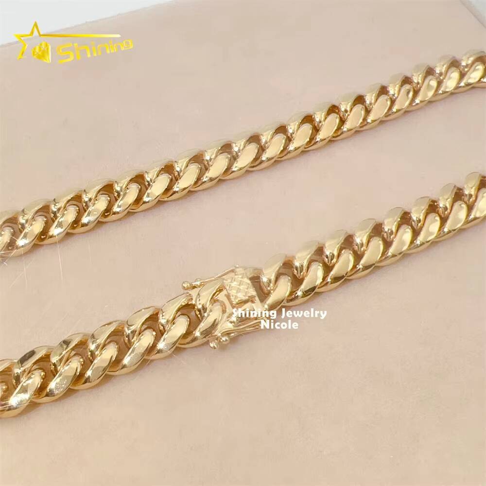 Luxury Plain Design Hip Hop Custom Made 12mm 231g Solid Gold Jewelry 14k Cuban Link Chain