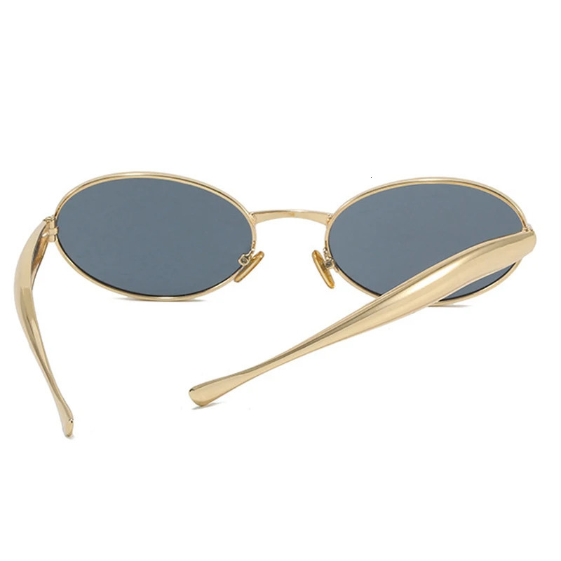 Y2K Oval Frame Sunglasses Women for Men Vintage Sun Glasses UV400 Punk Metal Eyeglasses 251023