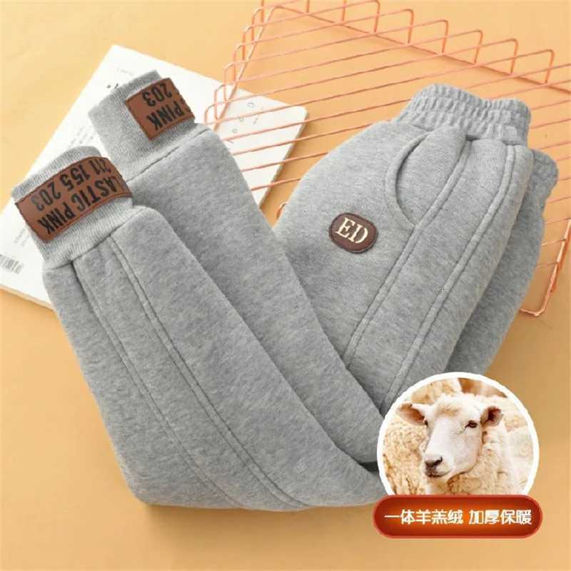 Childrens Plush Velvet Pants Kids Winter Outside Sweatpants Boys Girls Thickened Warm Trousers Teenager Casual Sports PantsT251027