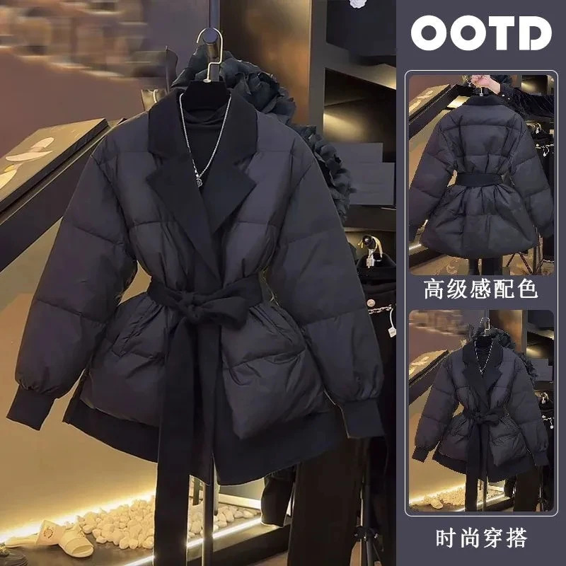 Woman Winter Clothing Parkas Long Female Womens Spring Jackets Down Outerwear Short Coats Waist Belt 251027