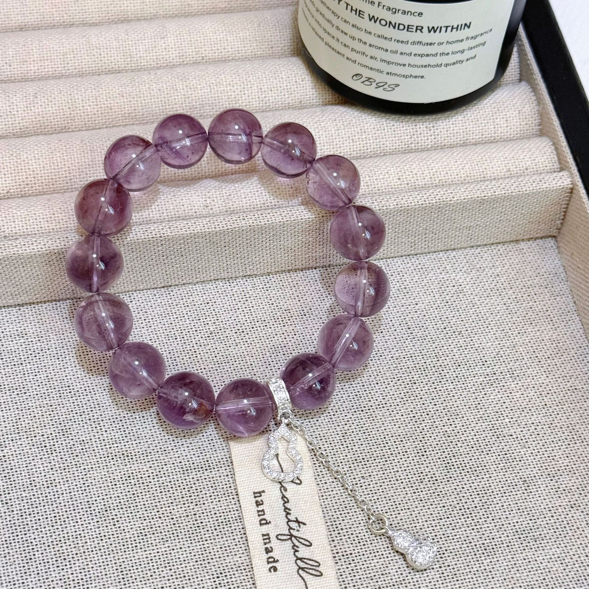 Natural Purple Quartz Bracelet with Sky Mirror Amethyst - Glass Via