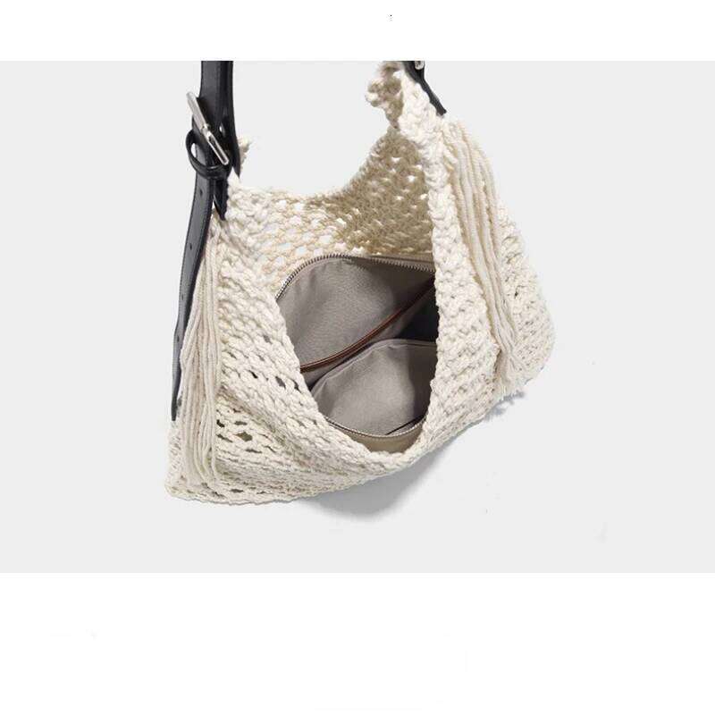 Women Large Capacity Straw Tassel Handbag Totes Hollow Out Shoulder Bags Vintage Travel Beach Bag Shopping Pack 251027