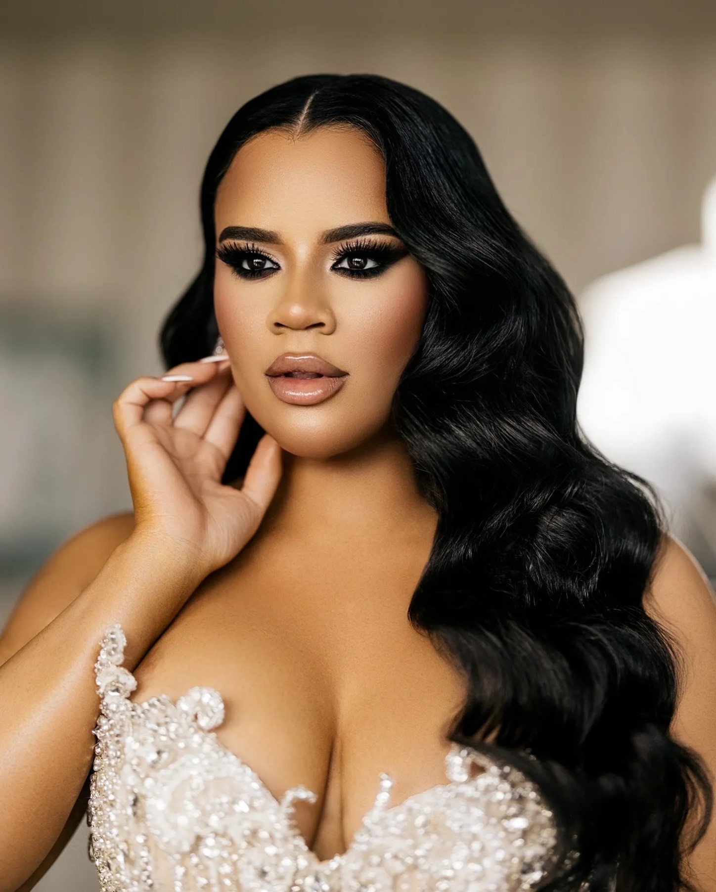 Plus Size Mermaid Wedding Dresses in Aso Ebi Arabic Style Ivory with Beaded Crystals and Detachable Train