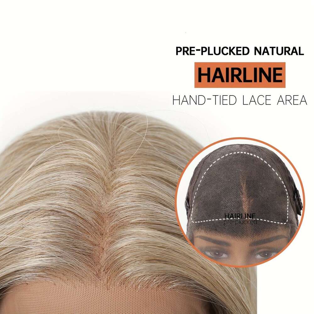 13X6 HD Transparent Front 26Inch Straight Hair Synthetic Glueless Lace Wig With Pre Plucked Natrural Hairline Daily Wear Party-Natural Look & Comfort 