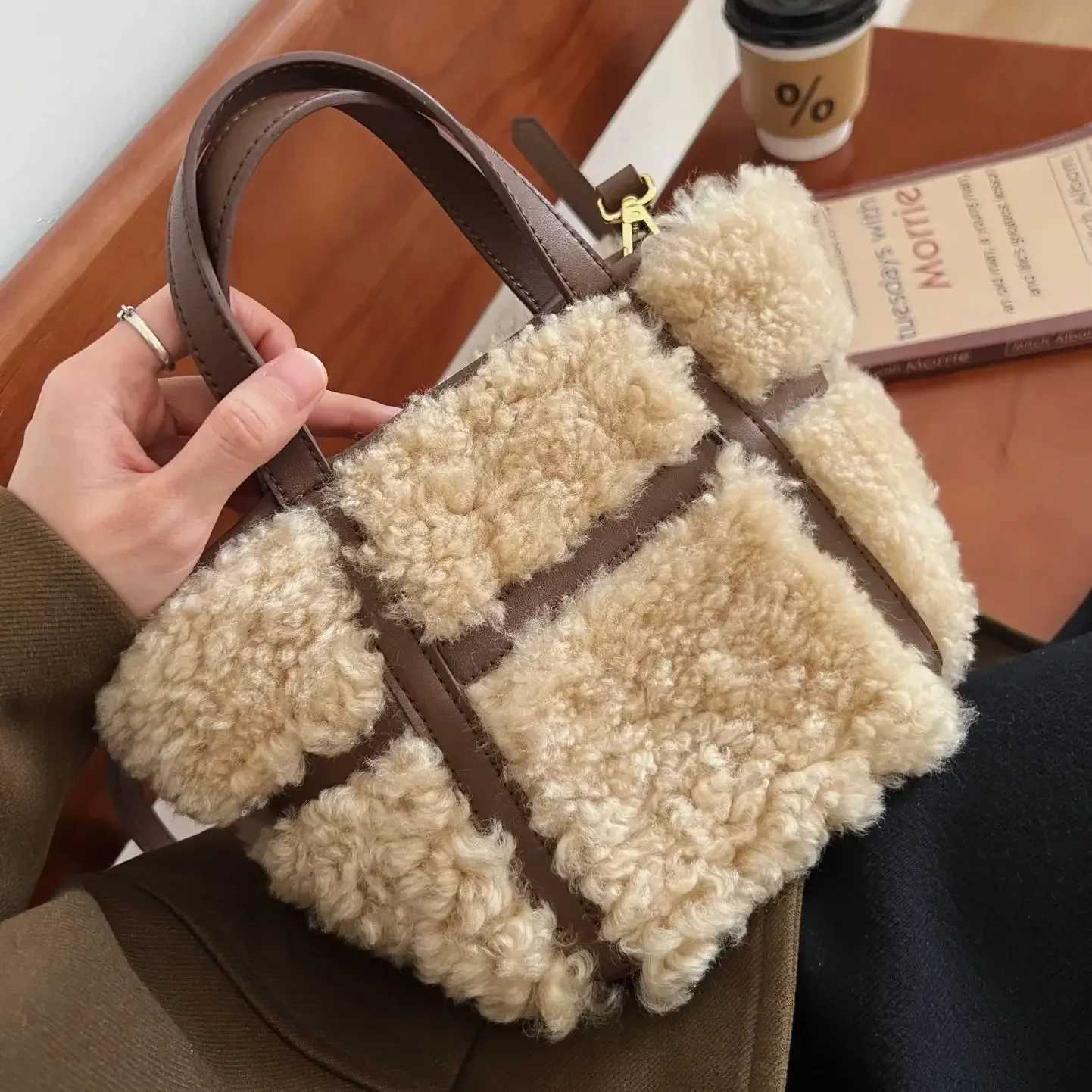 Lamb Fur Wings Handbag Womens Crossbody Shoulder Bag French Style Commuter Bag Cotton Lining Other Main Material Origin China Y251027
