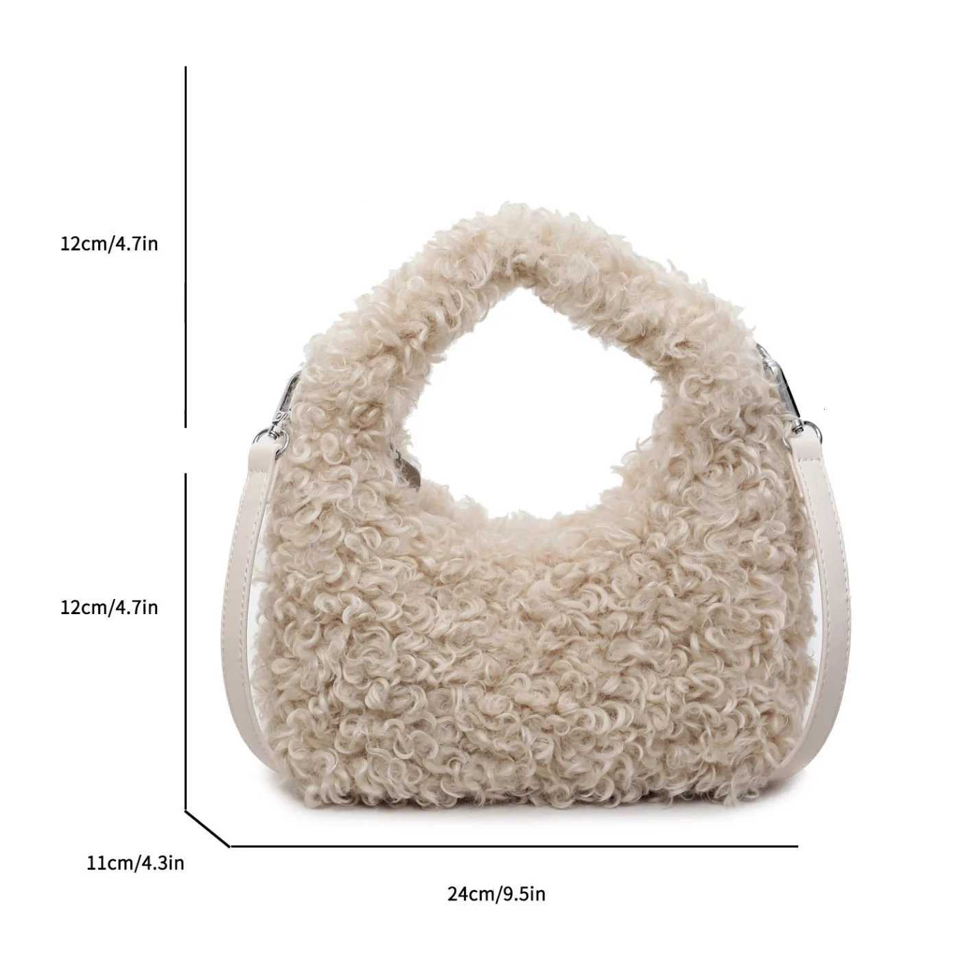 2025 Winter Warm Lamb Wool Handbag Fashion Clutch Bag For Women Coffee Khaki Soft Plush Tote Versatile Shoulder Crossbody Bag Y251027