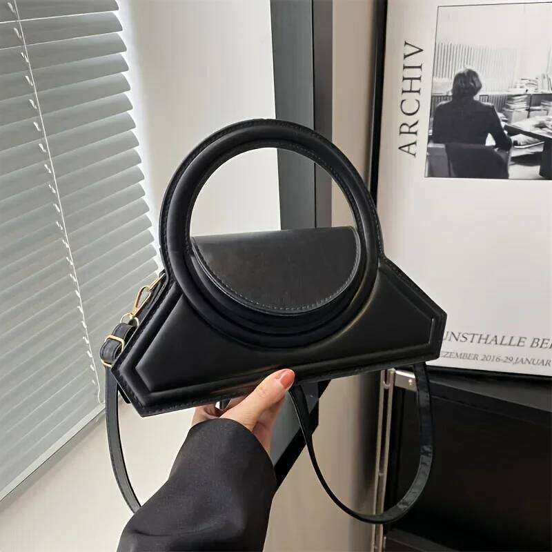 Solid Color Pu Leather Elegant Tote Versatile; Vintage Small Square Bag, Stylish Shoulder Crossbody Bag For Work Ocns