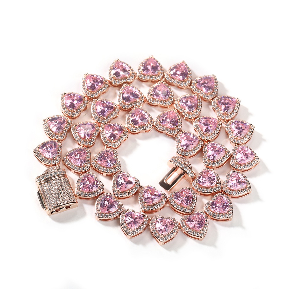 2025 Fashion Accessory 8Mm Heart-Shaped Cut Cluster Chilled Pearl VVS Carbon Silica Hip-Hop Tennis Chain For Women