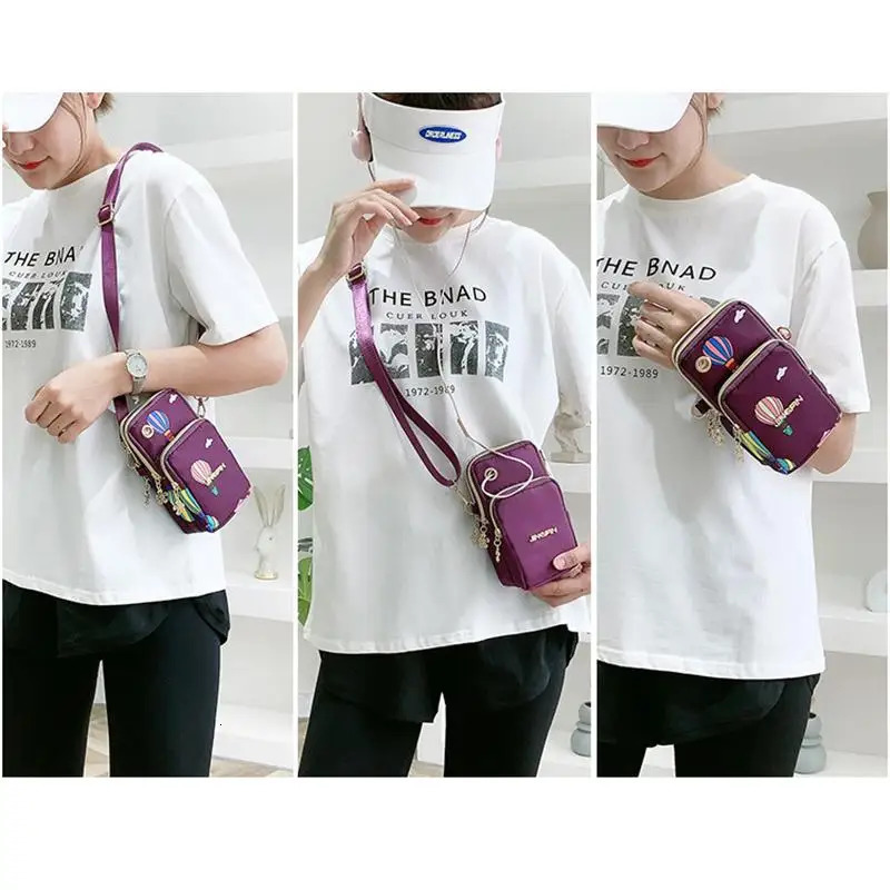 7 Color Mobile Phone Crossbody Bags for Women Fashion Women Shoulder Bag Cell Phone Pouch With Headphone Plug 3 Layer Wallet 251027