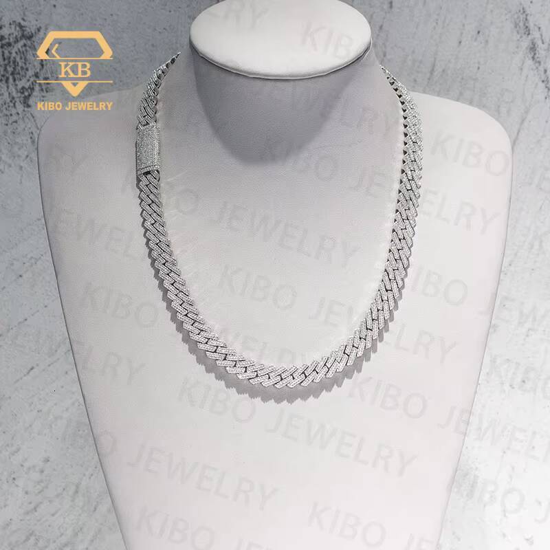 Hip Hop VVS 10mm Cuban Chain Moissanite Necklace 925 Sterling Silver Cuban Link Chain Moissanite