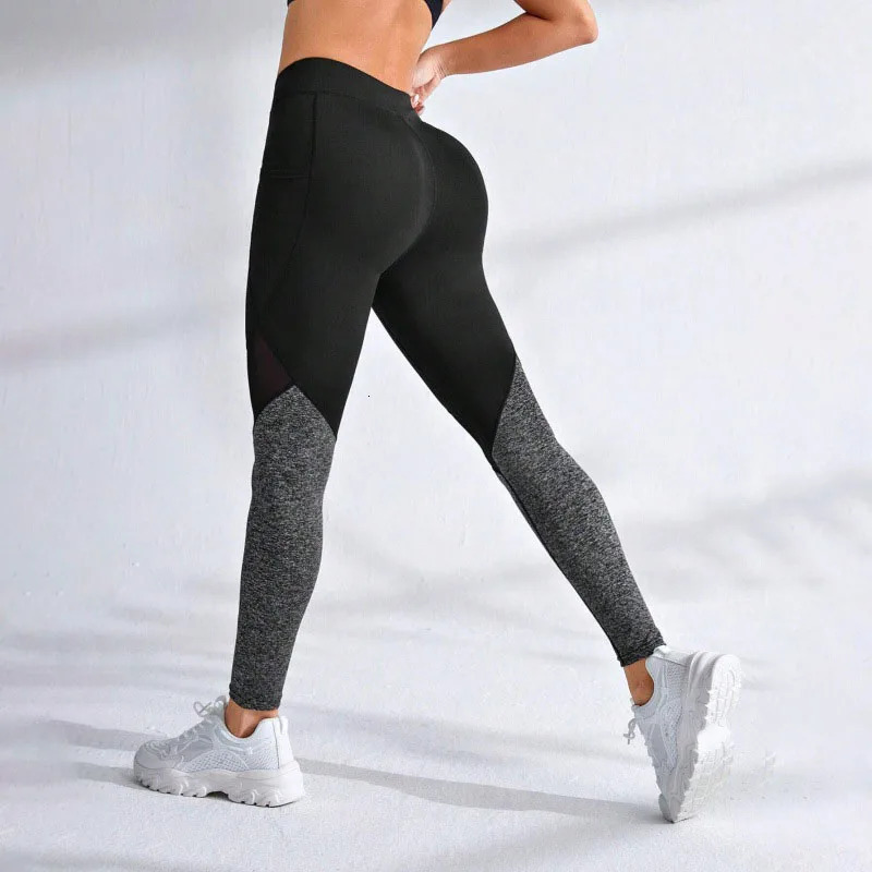 Seamless Sexy Mesh Spliced Leggings Women with Pocket Leggings High Waist Push Up Butt Gym Trainning Fashion Slim Yoga Tights 251027