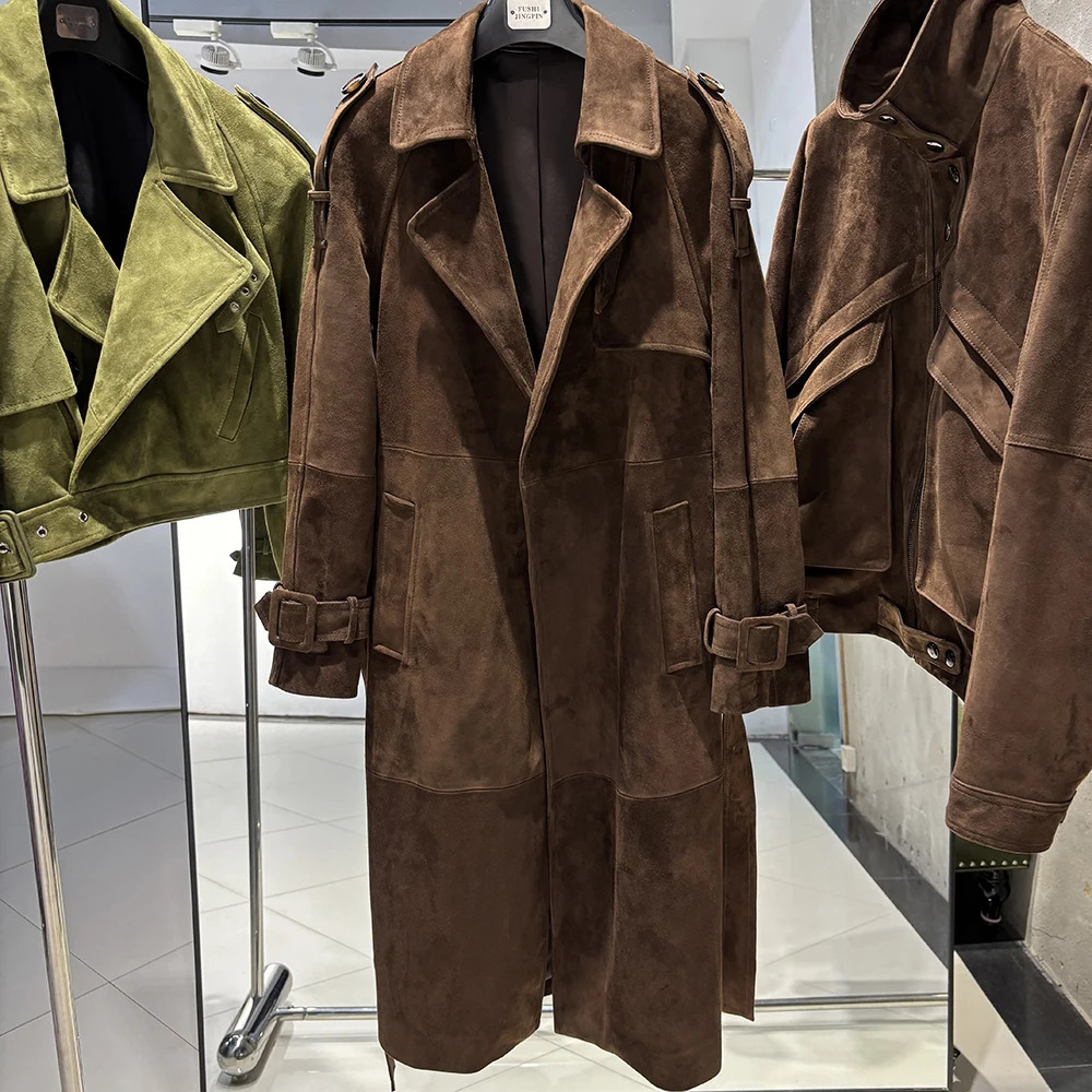 YOLOAgain High Quality Real Leather Trench Coat Women Genuine Jacket Windbreak Female 251027