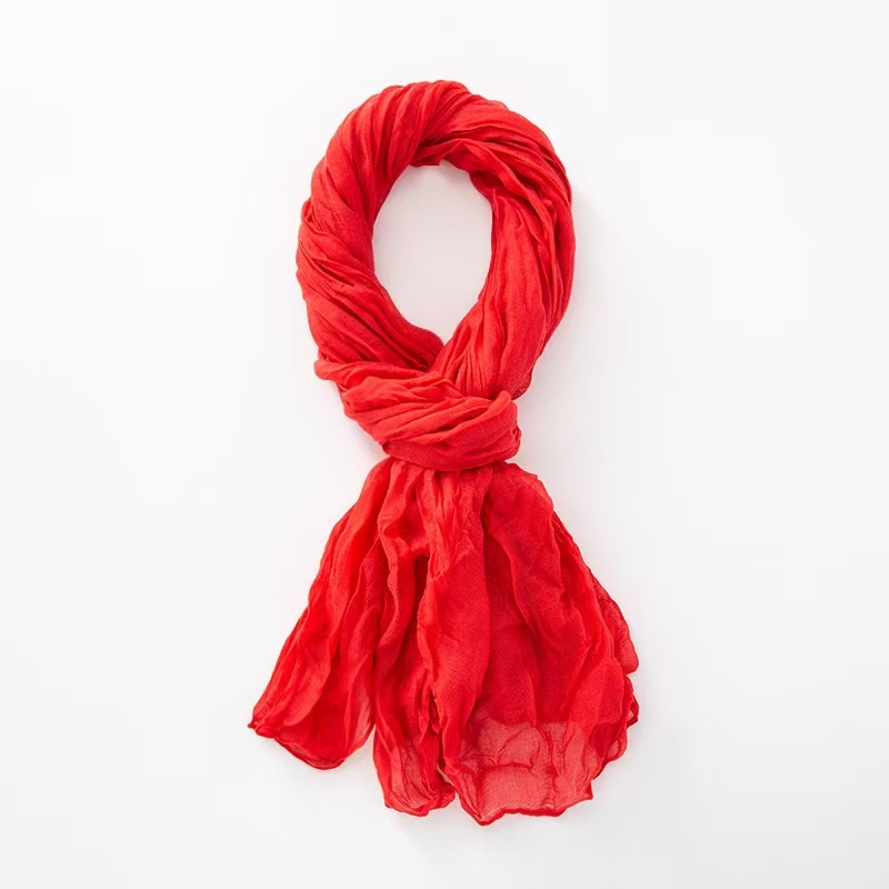 T2180 summer new solid color gradient cotton monochrome chiffon scarf