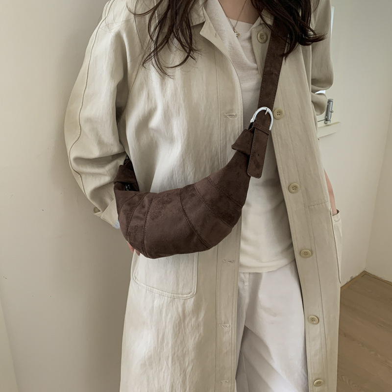 Free shipping designer bag Relaxed Suede Crossbody Bag for Women Large Capacity Horn Bag Versatile Fashion Commuter Shoulder Bag