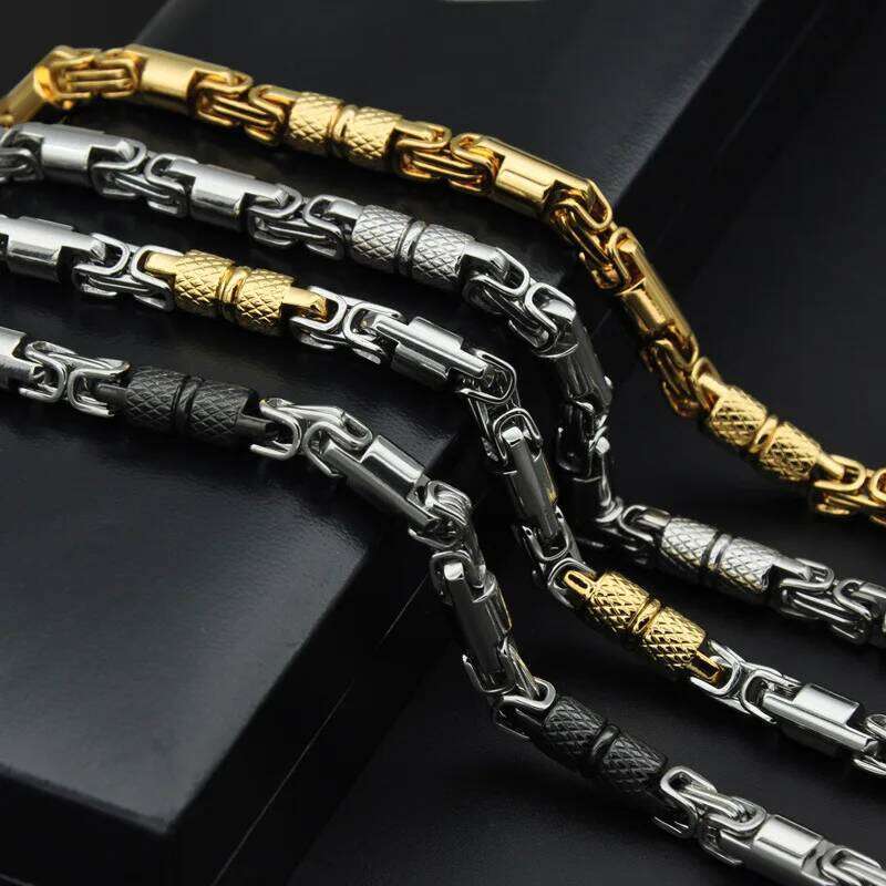 6mm HipHop Punk Gold Color Rock Bike Biker Heavy Men's Women Stainless Steel Byzantine Chain Necklace Jewelry Gifts