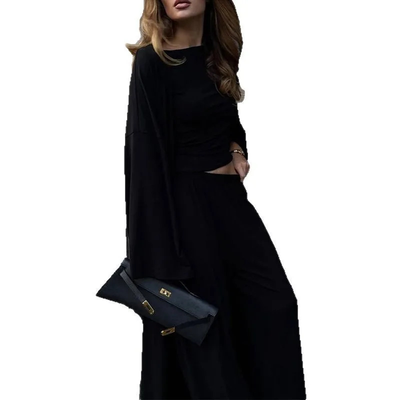 Womens 2025 Summer Casual Long Cardigan Long Sleeve Top High waisted Trousers Fashion Set 251013