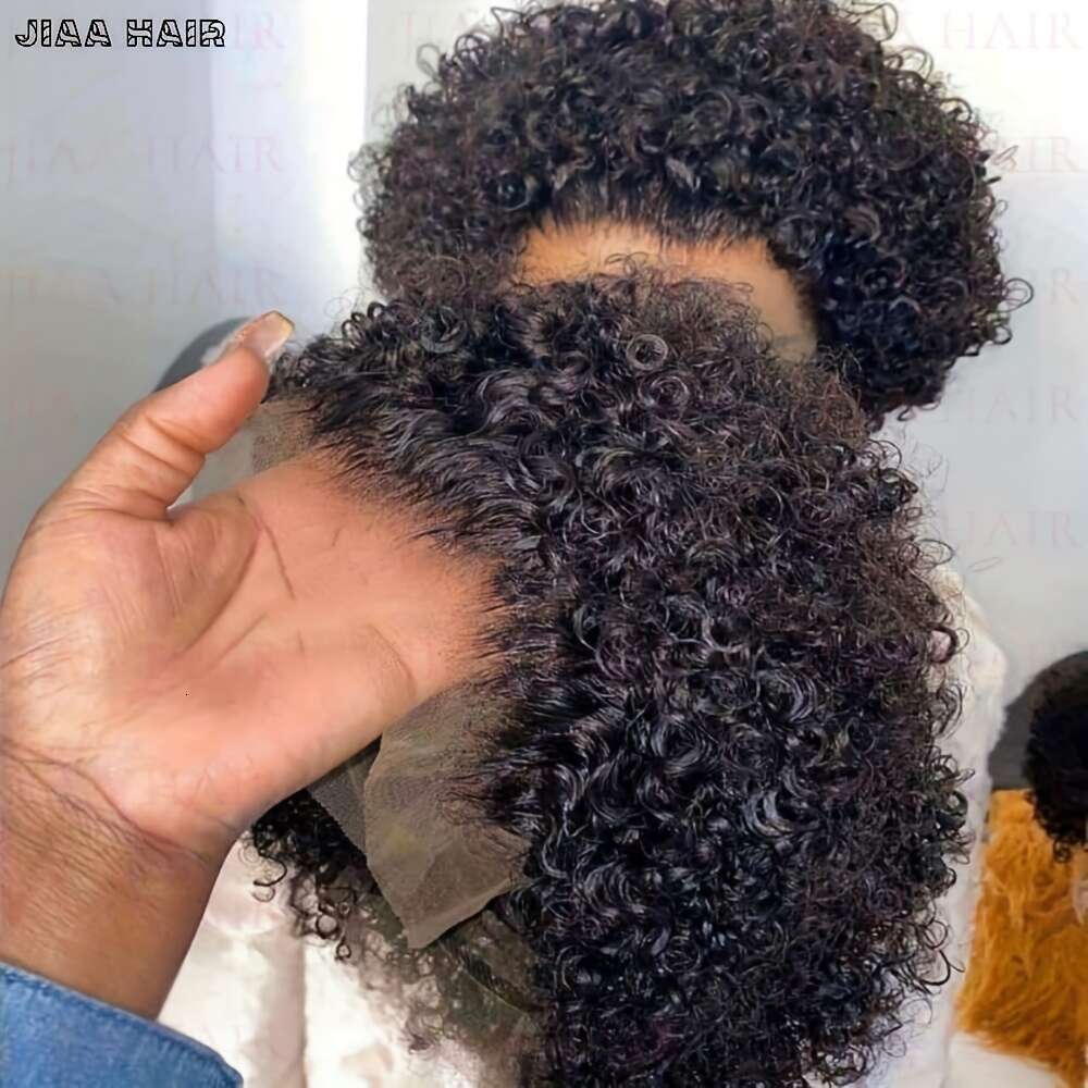 4C Afro Curly Bob Wig, Human Hair, Glueless Pre-Cut 4X4 Lace Front, 30S Ready To Wear, Pre Plucked With Bye Knots, Short Water Wave Pixie Cut For Wome