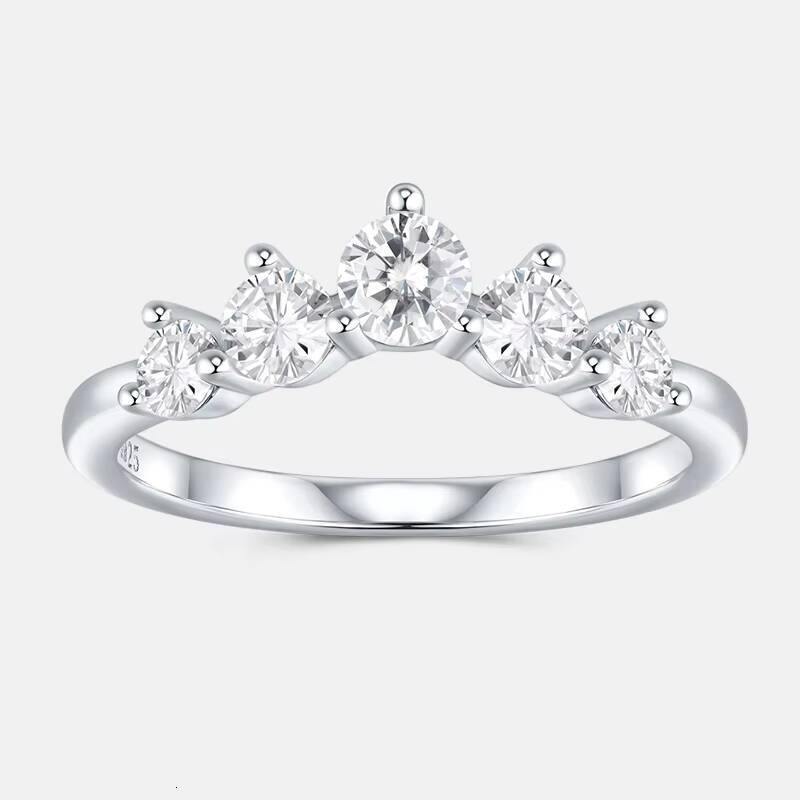 Factory Wholesale Classic Round Moissanite Ring 925 Sterling Silver Plating Suitable for Daily Dating and Wedding Gemstones Ring