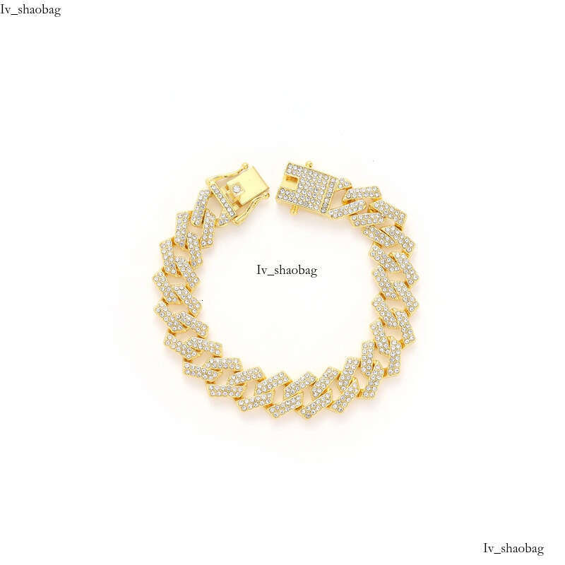 15mm alloy full dia Cuban chain mens double row quadrilateral hip-hop necklace accessory aaa