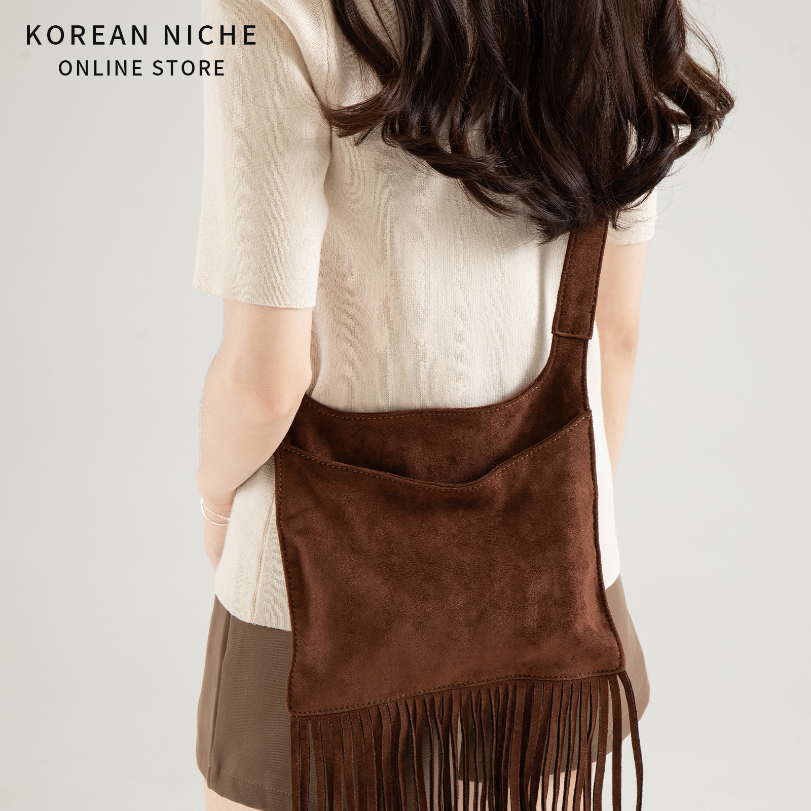 Designer fashion retro tassel bag autumn and winter new suede shoulder crossbody bag