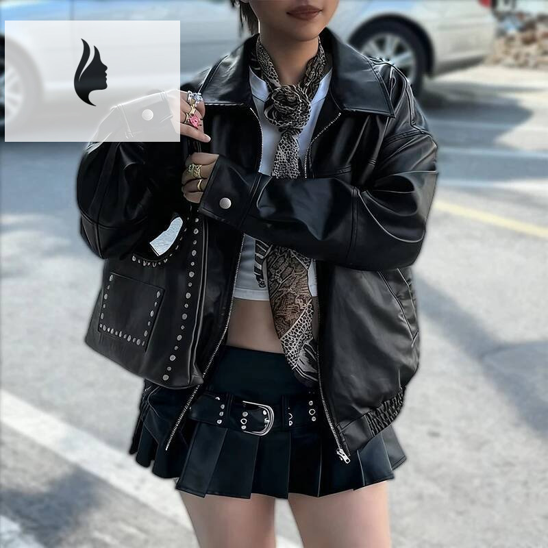 winter jacket women Autumn Women's Faux Leather Jackets 2025 Fall Long Sleeve Bomber Jacket Lapel Zip Up Motorcycle Coats Winter Clothing