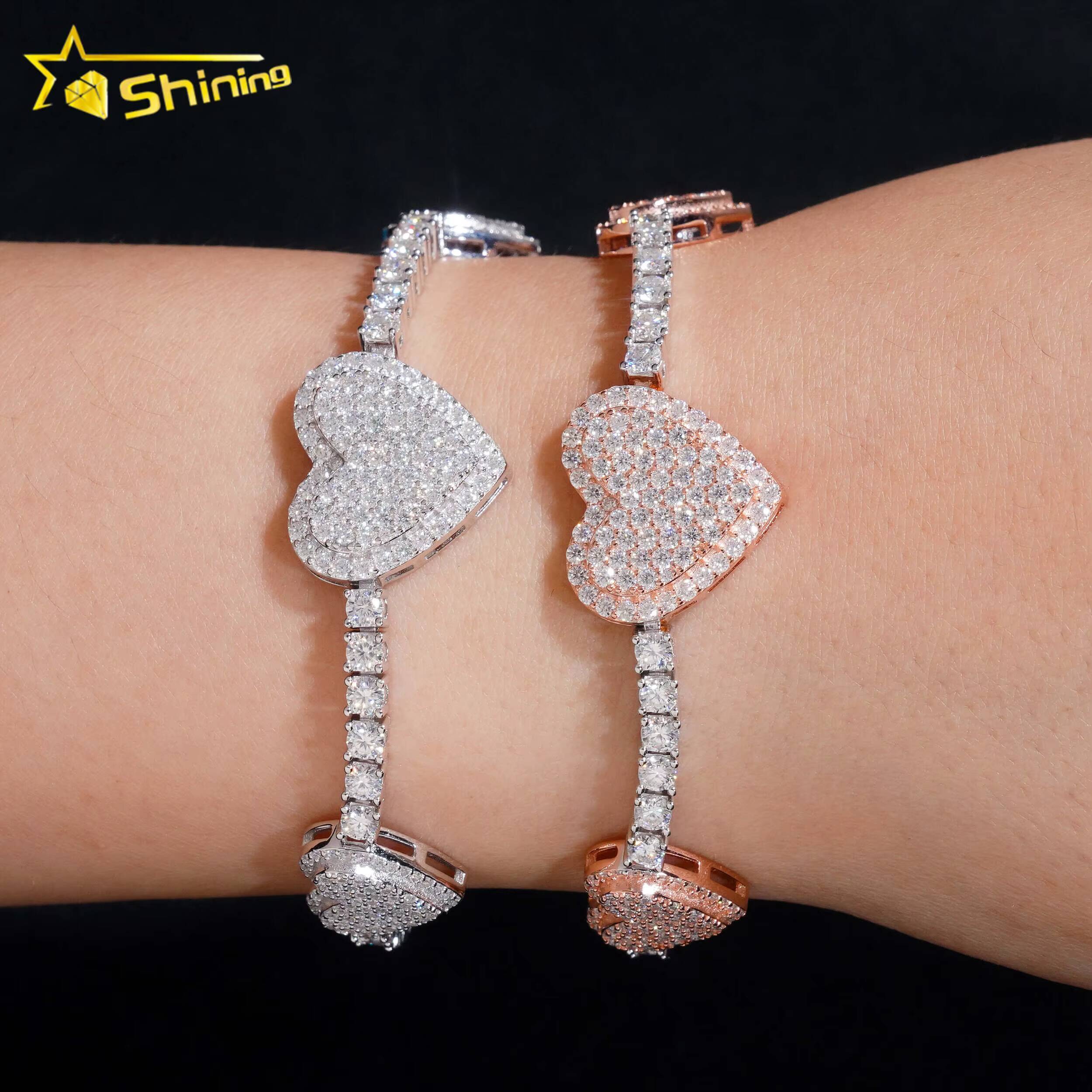 Fast Delivery Hot Sale Heart Bracelets 925 Sterling Silver Pass Diamond Tester GRA Certified VVS Moissanite Tennis Bracelets