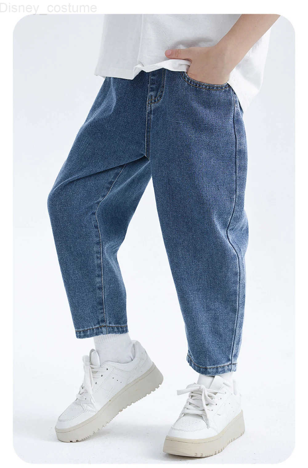 Disney Cartoon Print Kids Jeans Boys Spring Autumn Versatile Pants Girls Thin Elastic Waist Long Trousers Childrens Denim Pants H251027