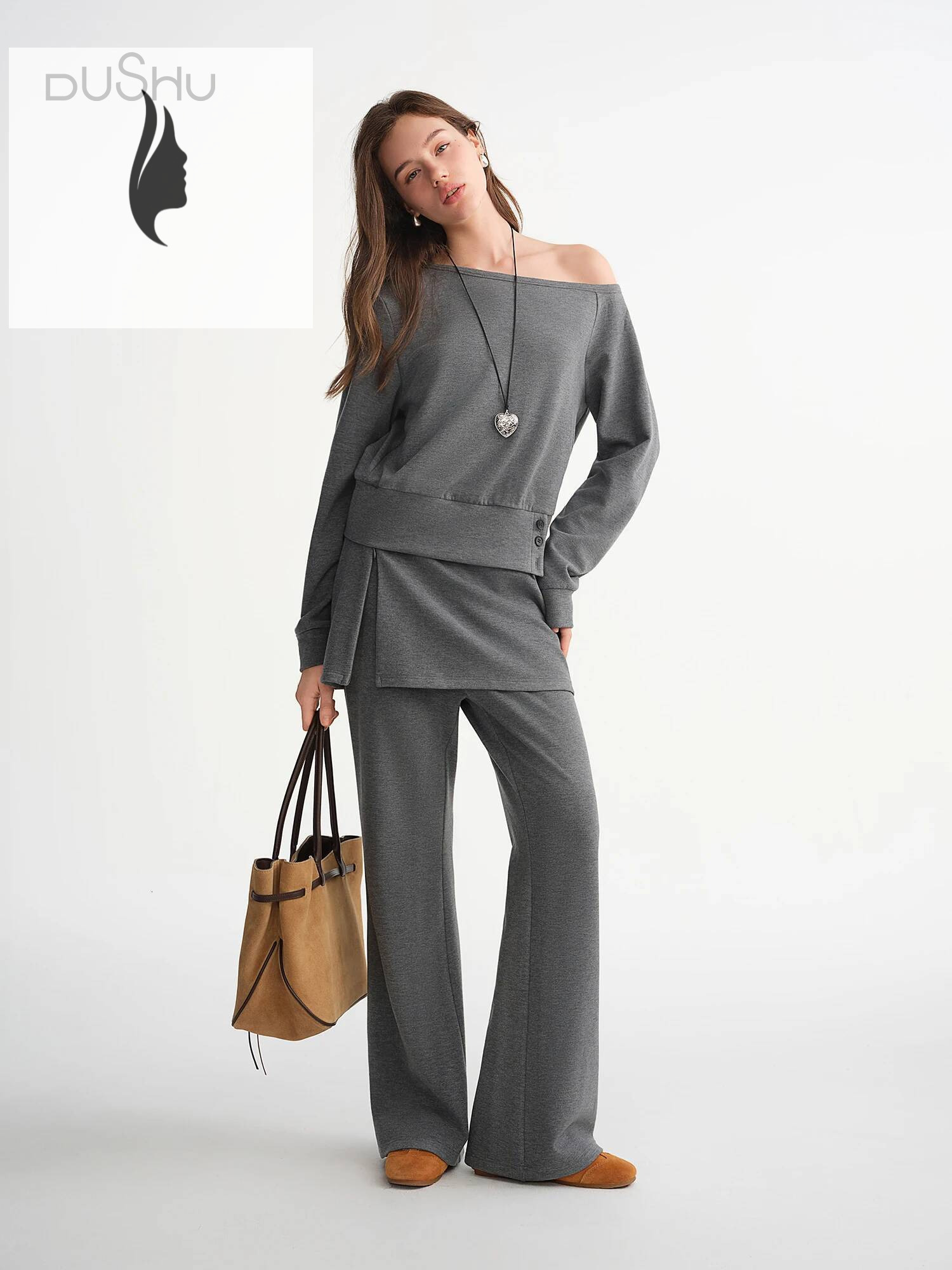 winter jacket women DUSHU Plus Size Women's Off-Shoulder Hoodie Two-Piece Fashion Set with Unique Design Fall Winter Style Fantasy Collection