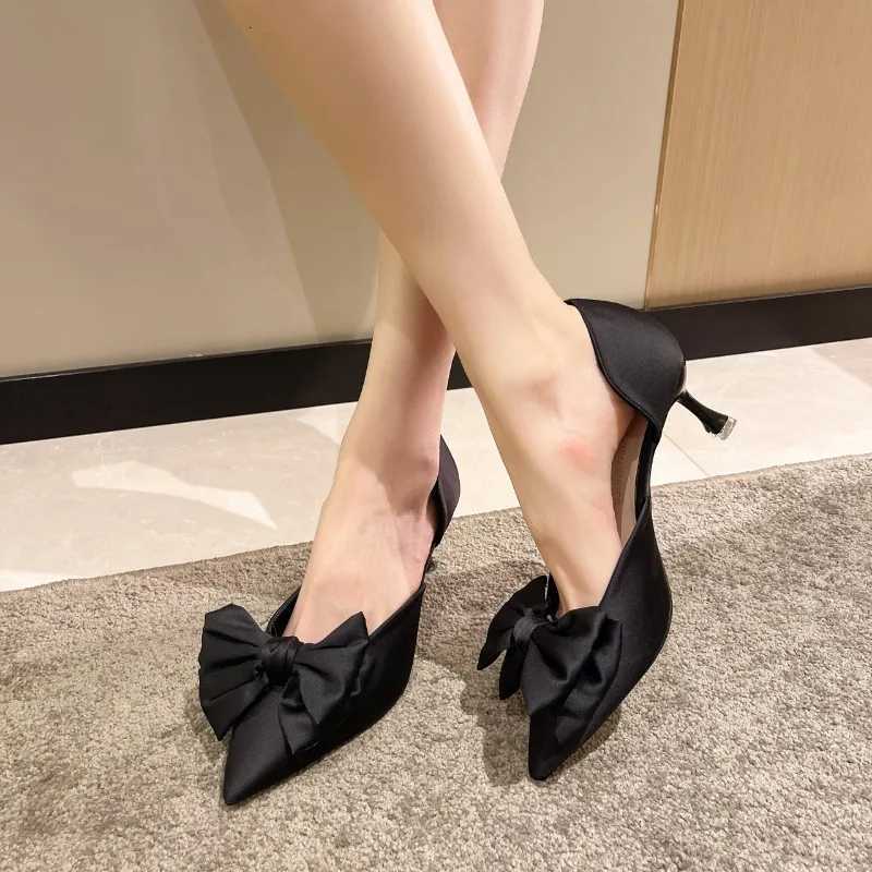Womens single shoes summer new pointy hollow bow wrap with high heels Fi temperament wedding party stiletto sandalsXJ251027