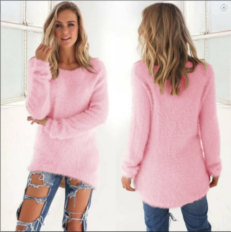 2025 Loose Autumn Warm Sweater Fashion Women ONeck Knitted Long Sleeve Pullovers Casual Office Lady Commute Solid Clothing 251027