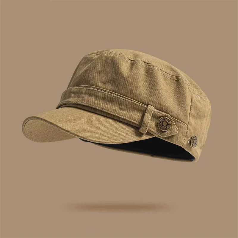 Unisex Solid Color Flat Top Military Cap Adjustable Outdoor Fisherman Caps Cadet Army Cap Retro Army Hats Bone Womens Mans Cap 251027