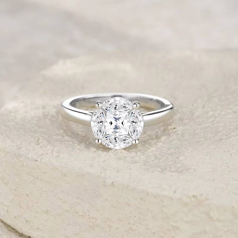 Premium Elegant Moissanite Wedding Engagement Rings S925 Silver Lab Diamond Women Ring with Moissanite Ring