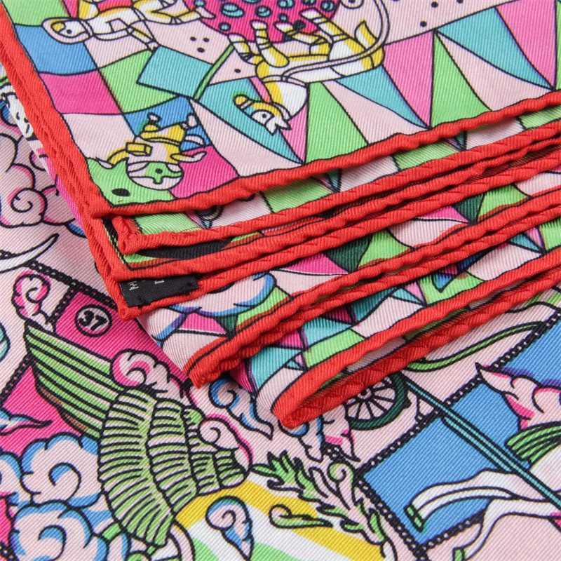 Manual Hand Rold Twill Silk Scarf Wen Hopi Print Square Scarves Wraps Echarpes Curd Foard Fme Bandana Hijabs 90CMW251027