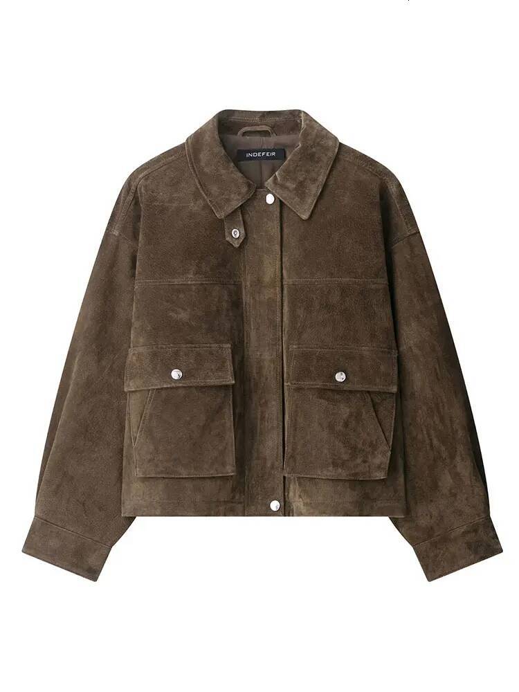 winter jacket women HH Women Vintage Coffee Brown Overcoat Jacket Long Sleeve Zipper Coats With Pockets Female 2025 Fashion Streetwear Jakcets