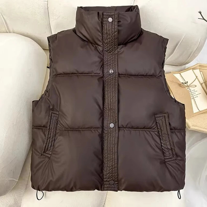 Women Cotton Vest Autumn Winter Korean Version Down Sleeveless Jacket Versatile Elegant Ladies Waistcoat Coat 251027