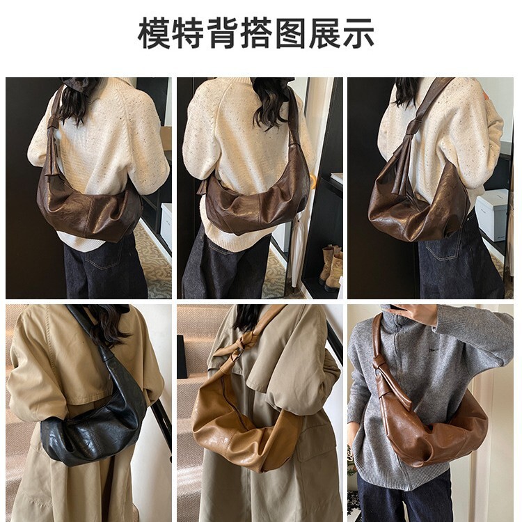 Free shipping designer bag Large Capacity Bag for Women Autumn and Winter New Style Pleated Single Shoulder Crossbody Bag Commuter Dumpling Bag Horn B