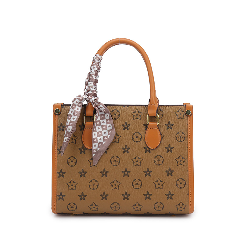 Designer bag 2025 new cross body bag with retro texture tote bag large capacity printed casual handbag for women khaki coffee