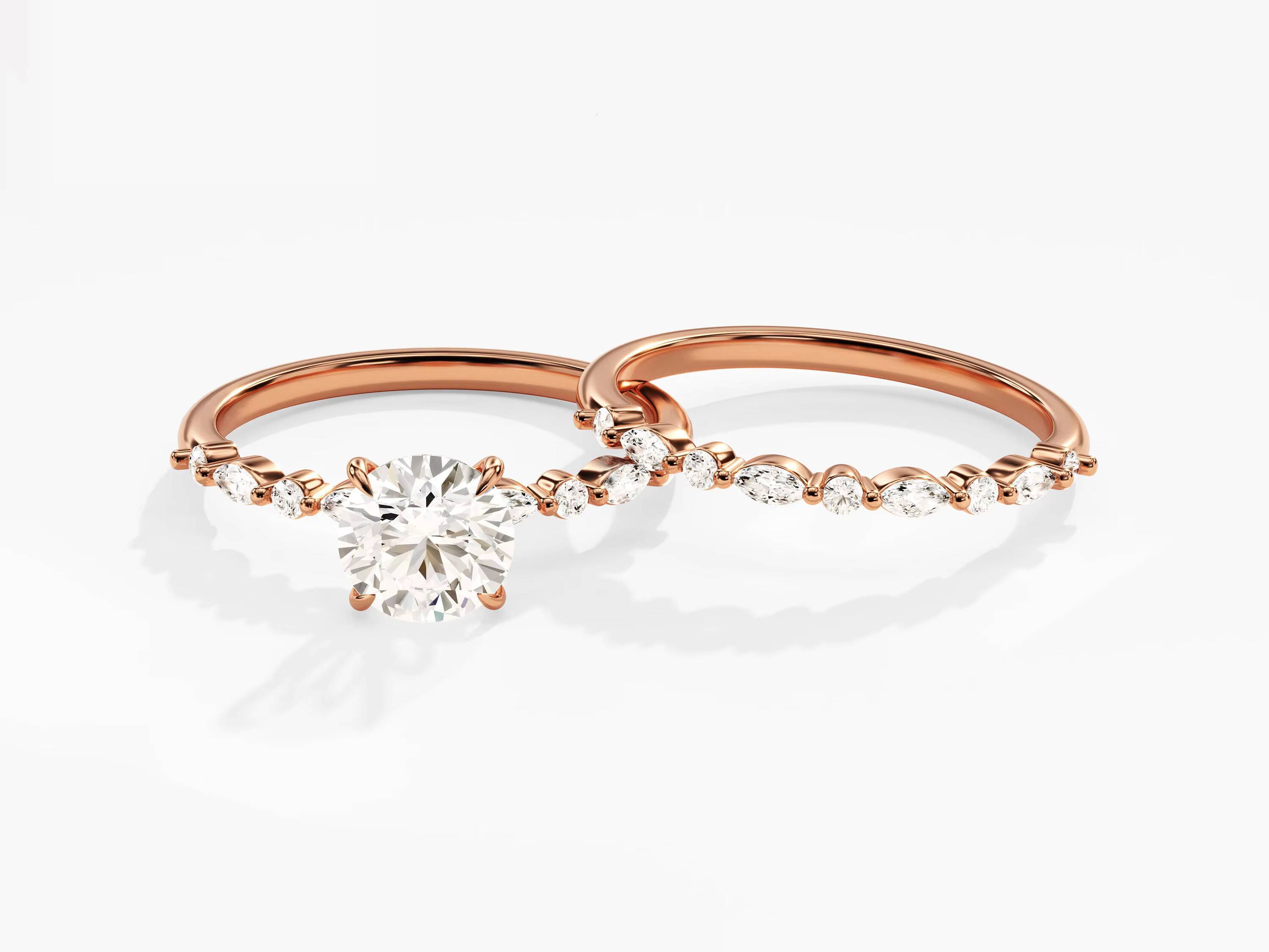 Vintage Wedding Diamond Set 15 CT Diamond Engagement Ring Set 14k 18k Gold Bridal Diamond Set for Women