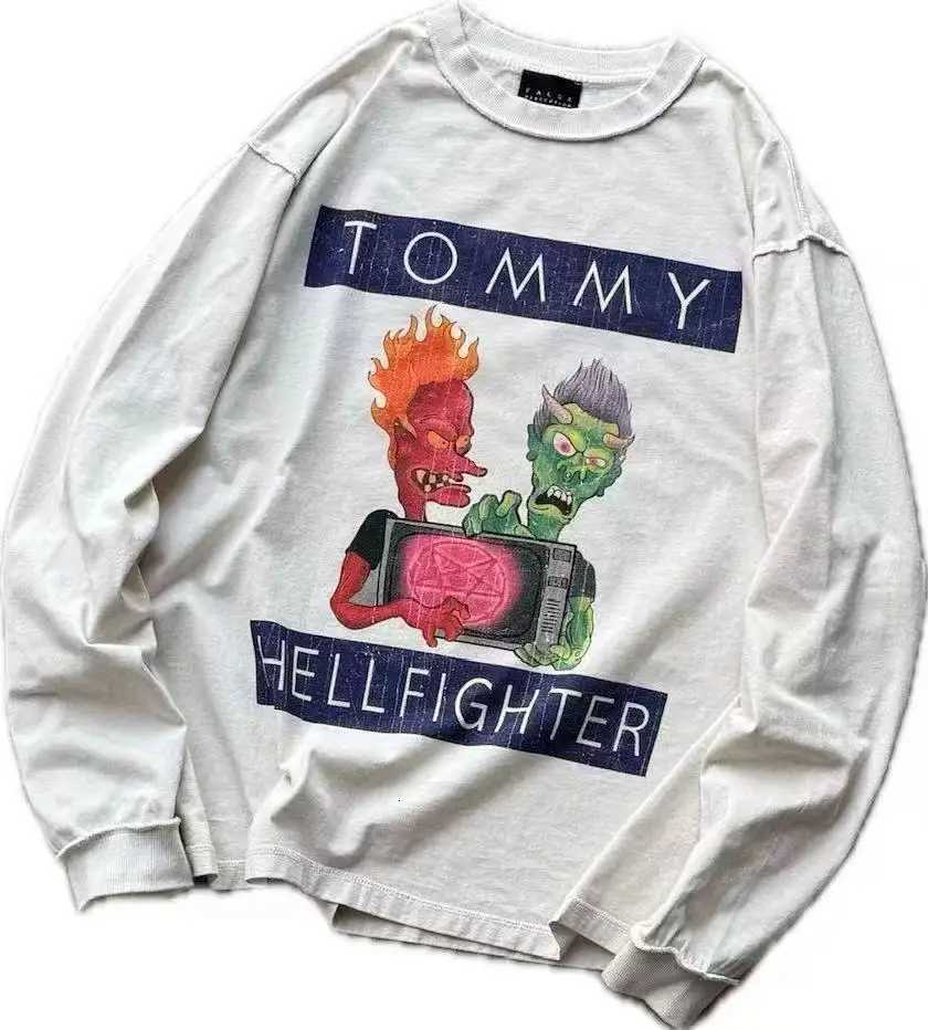 Trendy Cotton New Style Vintage Devil Fivepointed Star Print Mens Long Sleeves Round Collar Sweatshirt High Quality Oversize W251027