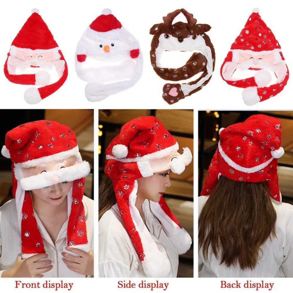 Party Supplies with Ears Will Move Santa Claus Hat with Air Bags Soft Christmas Hats Snowman Hat KidsW251027