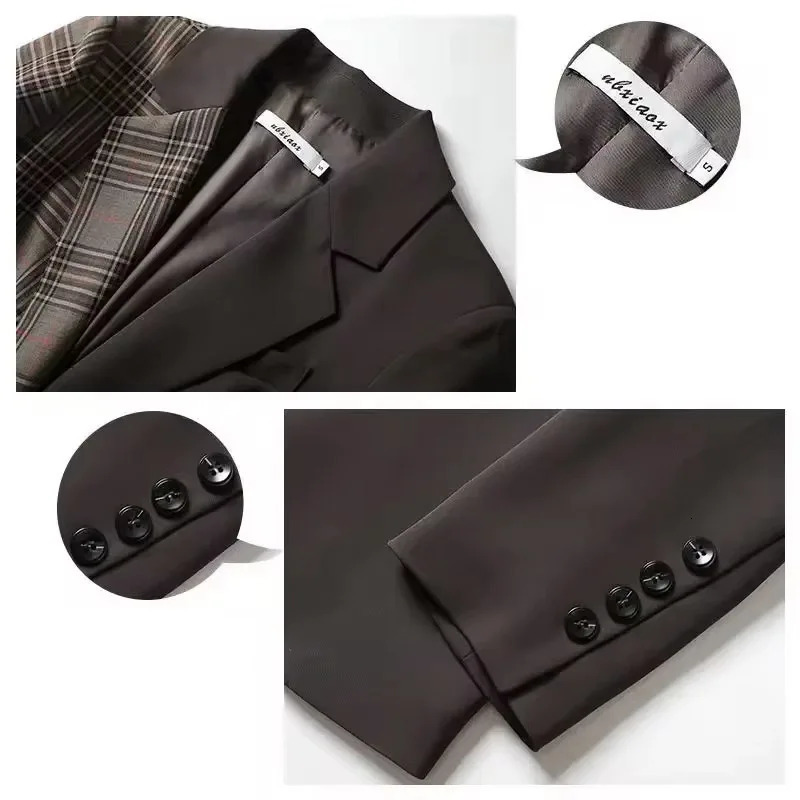 Plaid Blazers Coats for Women Elegant Ladies Autumn Winter Woman Korean Clothes Jackets Wear to Work External 251027