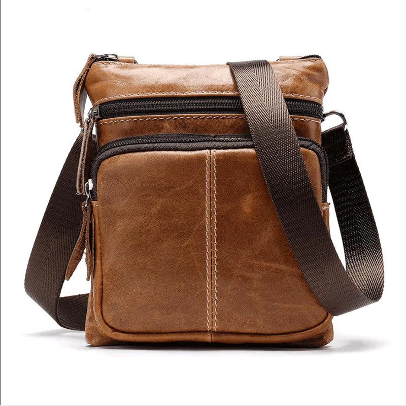 Classic Messenger Package Mens Business Genuine Leather Flap Small Male Crossbody Bags for Man Travel Tote Natural Bag 251014