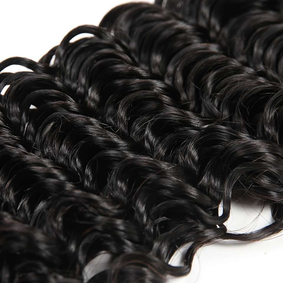 Wave 10-36 Inch Unprocessed Brazilian Virgin Deep Curly Bundles Deals Wet Wavy Real Human Hair Weave Soft Bouncy Can Be Dyed And Bleached Natural Blac